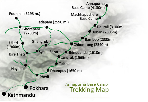 Annapurna base camp trek map